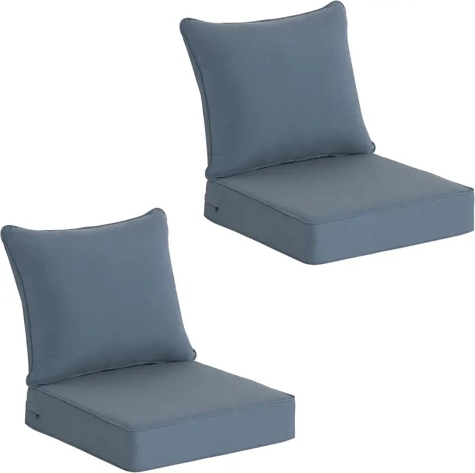 COZYVIDA Patio Seat Cushions, Light Blue, 24x24x5.5 in, Set of 2