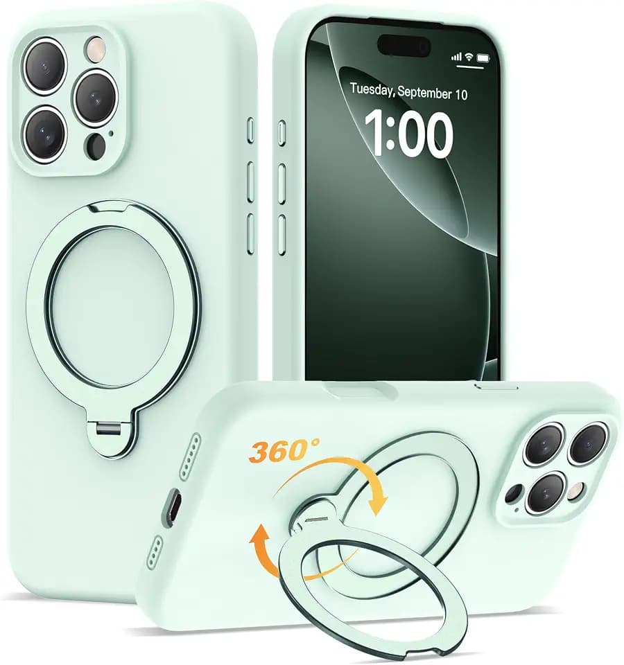 Case for iPhone 16 Pro Max with 360°Spin Stand,6.9" Green