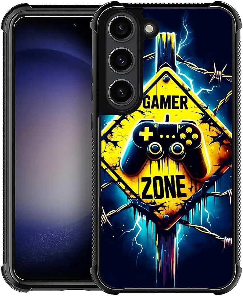 for Samsung Galaxy S23 Case 6.1″ with Gamer Zone Four Corner Airbag Protection Design Soft Silicone Frame Personalized Pattern Case Compatible with Samsung Galaxy S23 for Men