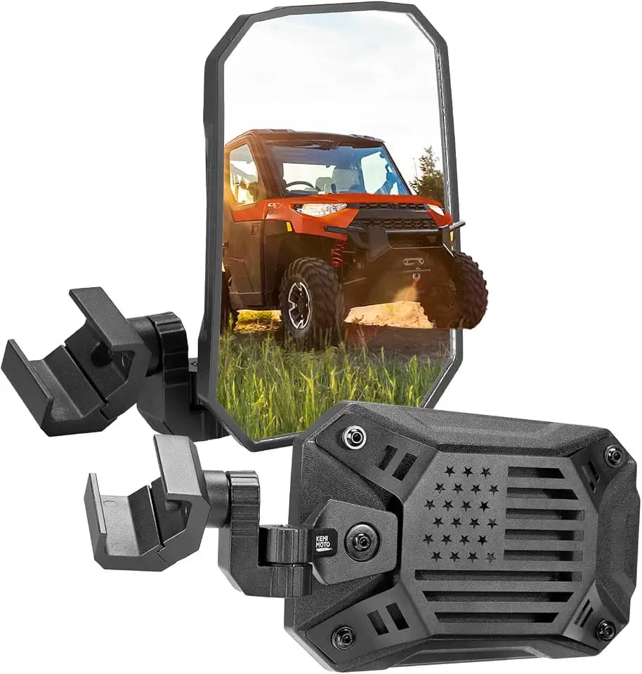 KEMIMOTO UTV Side Mirrors National Flag Style 8.4" x 5.7" Wide View for Pro-Fit Bars Compatible with Polaris Ranger General Can Am Defender Commander Maverick CFMOTO Uforce Fit with Windshield