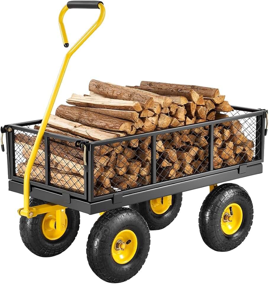 VEVOR 500lbs Steel Garden Cart Heavy Duty Metal Utility Garden Wagon