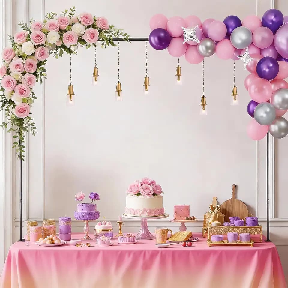 Over The Table Rod Stand with Clamps, Adjustable 50"-100" Arch Framework for Table Decor, 30"-48" Tall Heavy-Duty Metal Balloon & Flower Backdrop, Over The Table Rod Stand Black With 25 Clips