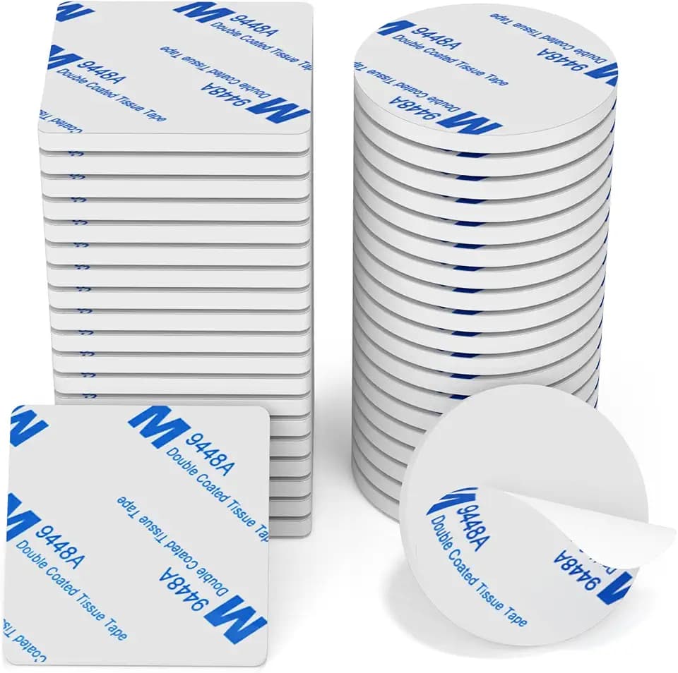 Klebepads Doppelseitig Extra Stark, 40 Stück Doppelseitiges Schaumstoff Klebepads, Wasserfeste Montagepads für Zuhause Büro Auto Schule, Doppelseitige Klebepads Rund/Quadratisch, Weiß