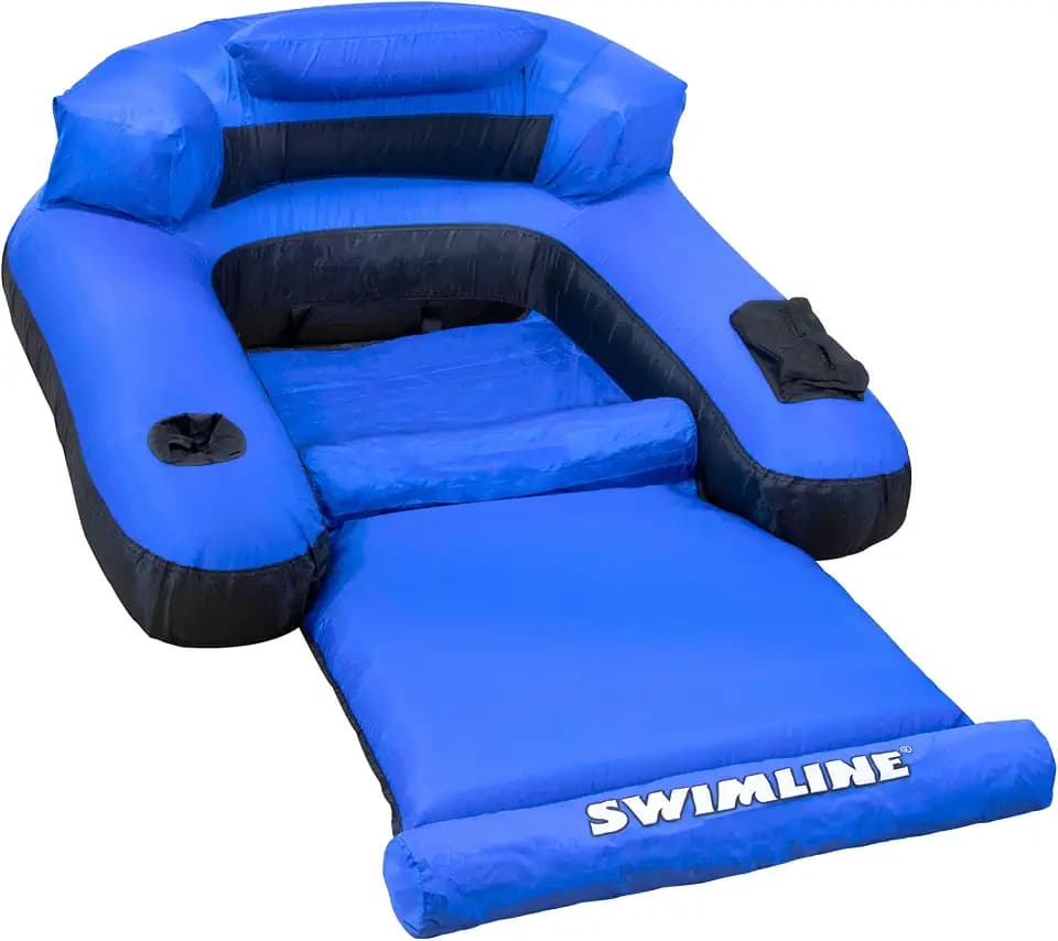 SWIMLINE Solstice Fabric Covered Pool Float Mattress Red Lounger Raft for Adults & Kids I Comfortable Head Back Rest & Quick-Dry Cover for Adult Or Kid Floating & Lounging Dogs 15030R