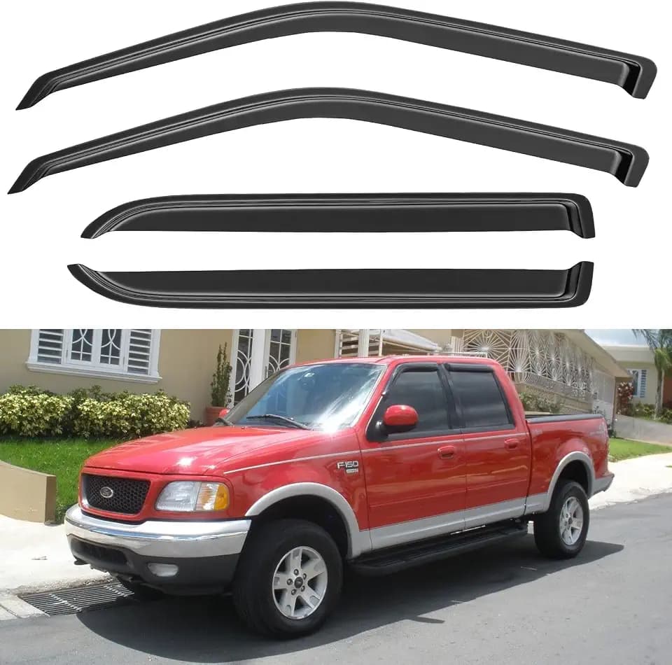 Window Visors Rain Guards for 2001 2002 2003 Ford F150 Crew/SuperCrew Cab