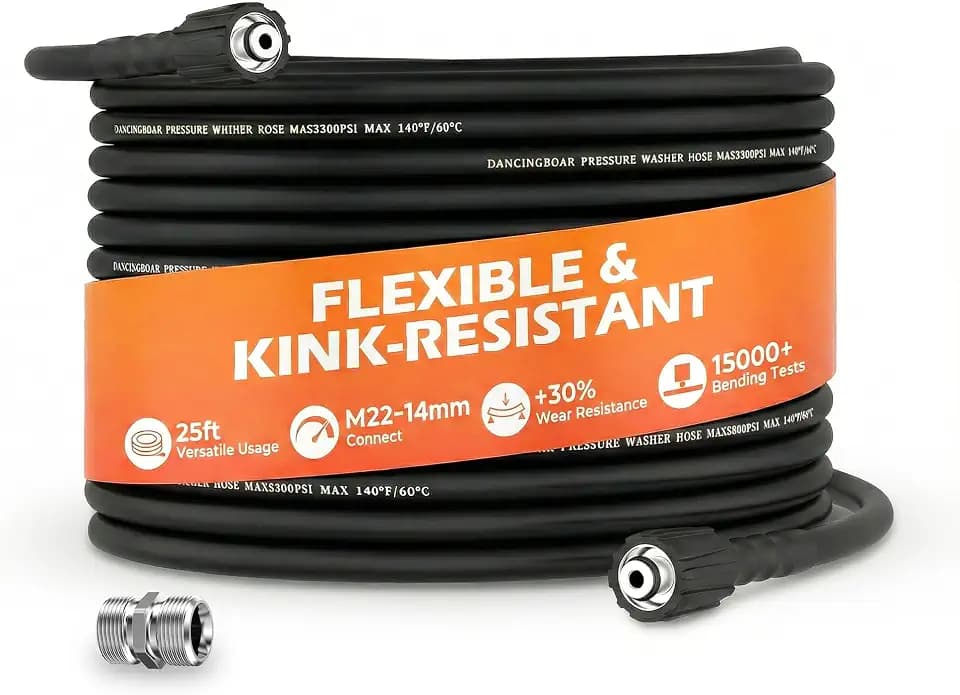 Pressure Washer Hose 50FT 1/4" M22-14mm Fitting, No Kink Power Washer Hose