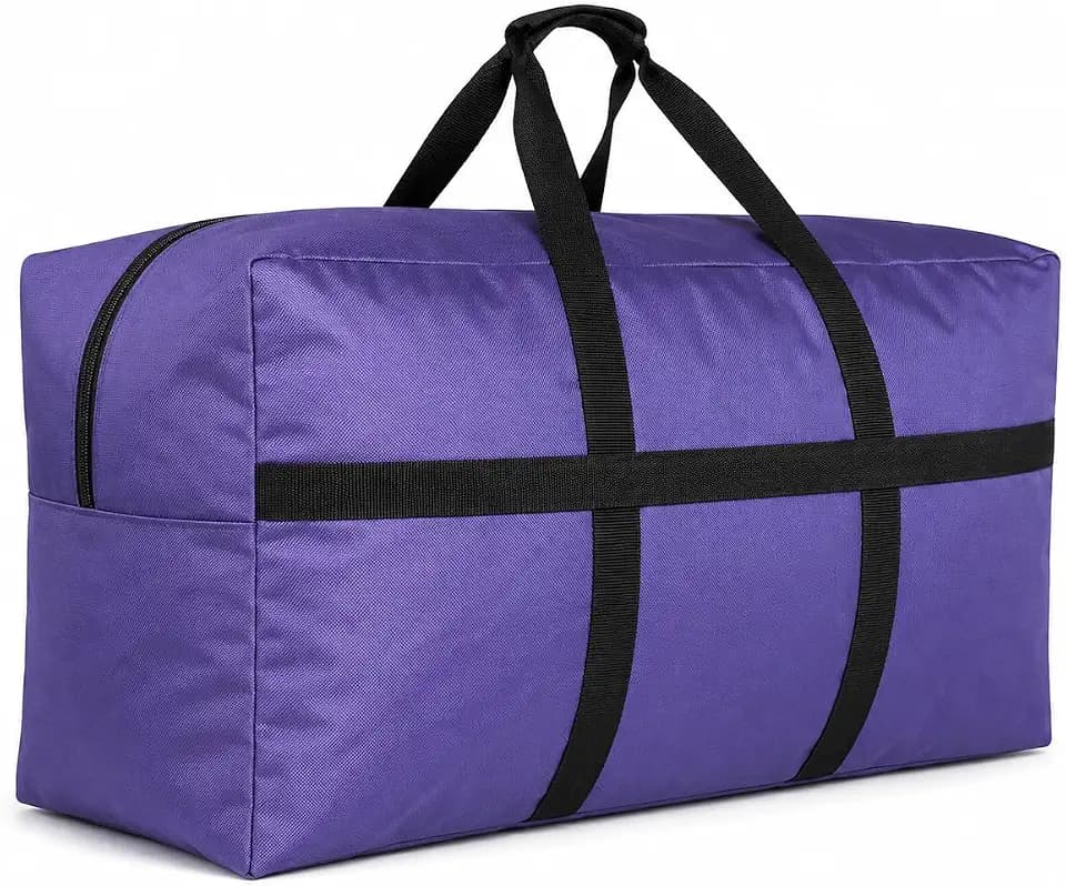 Extra Large Duffle Bag for Travel, Big XL Oversized Foldable Storage Bags with Reinforced Handles & Lockable Zipper - Purple, 150L