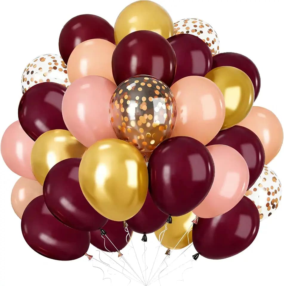 Luftballons Bordeaux Weinrote, 60 Stück Weinrot Rose Gold Latex Ballons