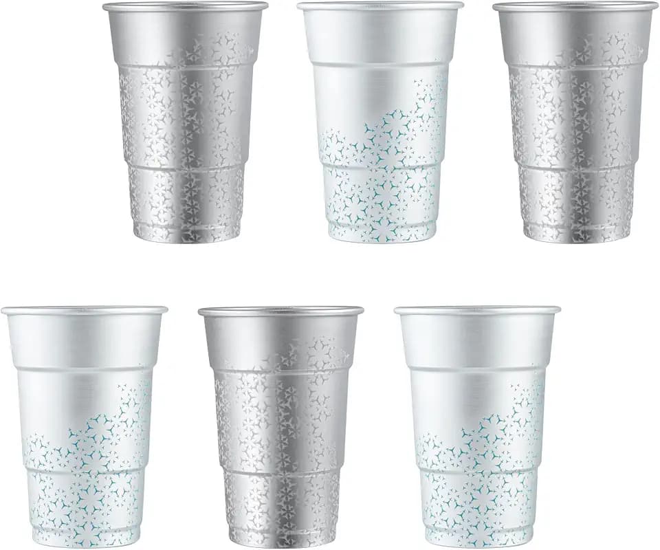 Restaurantware 16 oz Aluminum Color Changing Drinking Cup, 4 Pack