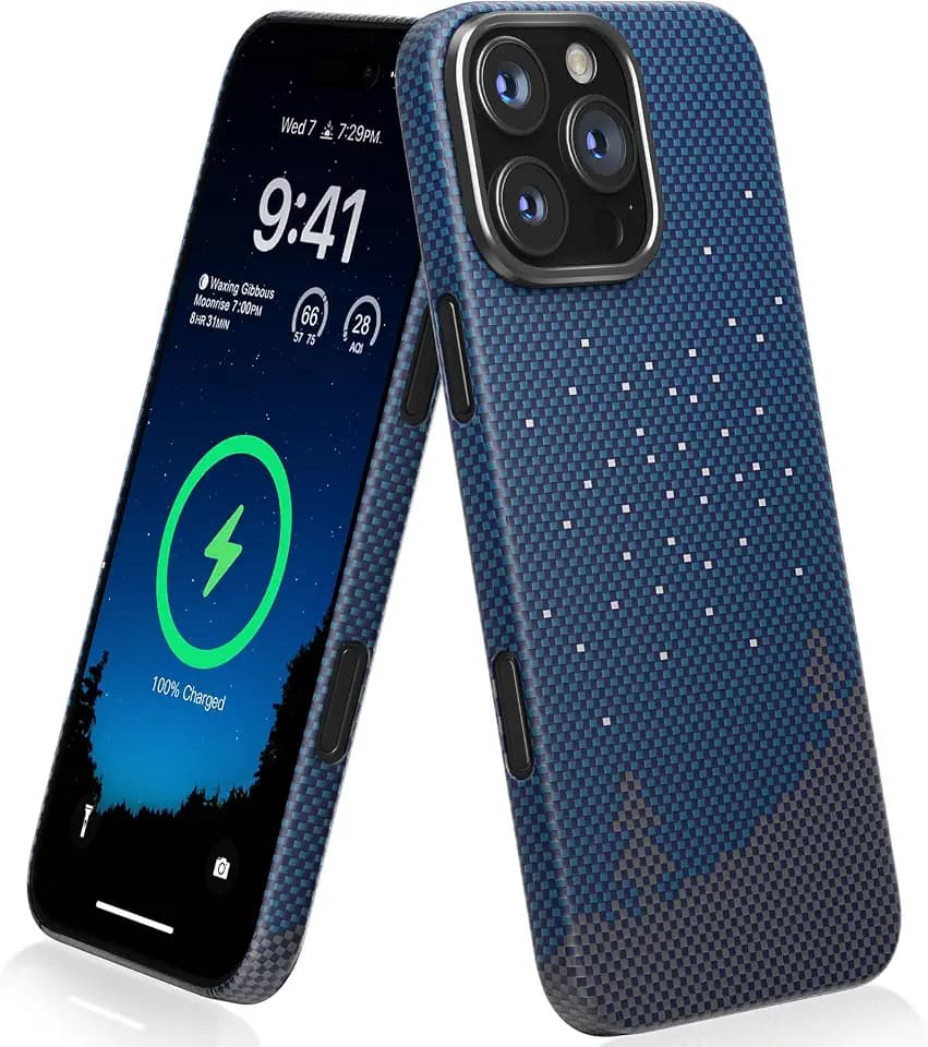 Memumi Magnetic Aramid Fiber Case for iPhone 16 Pro Max, Starry Series Compatible With Mag-Safe, Sturdy Durable Thin Starry Night