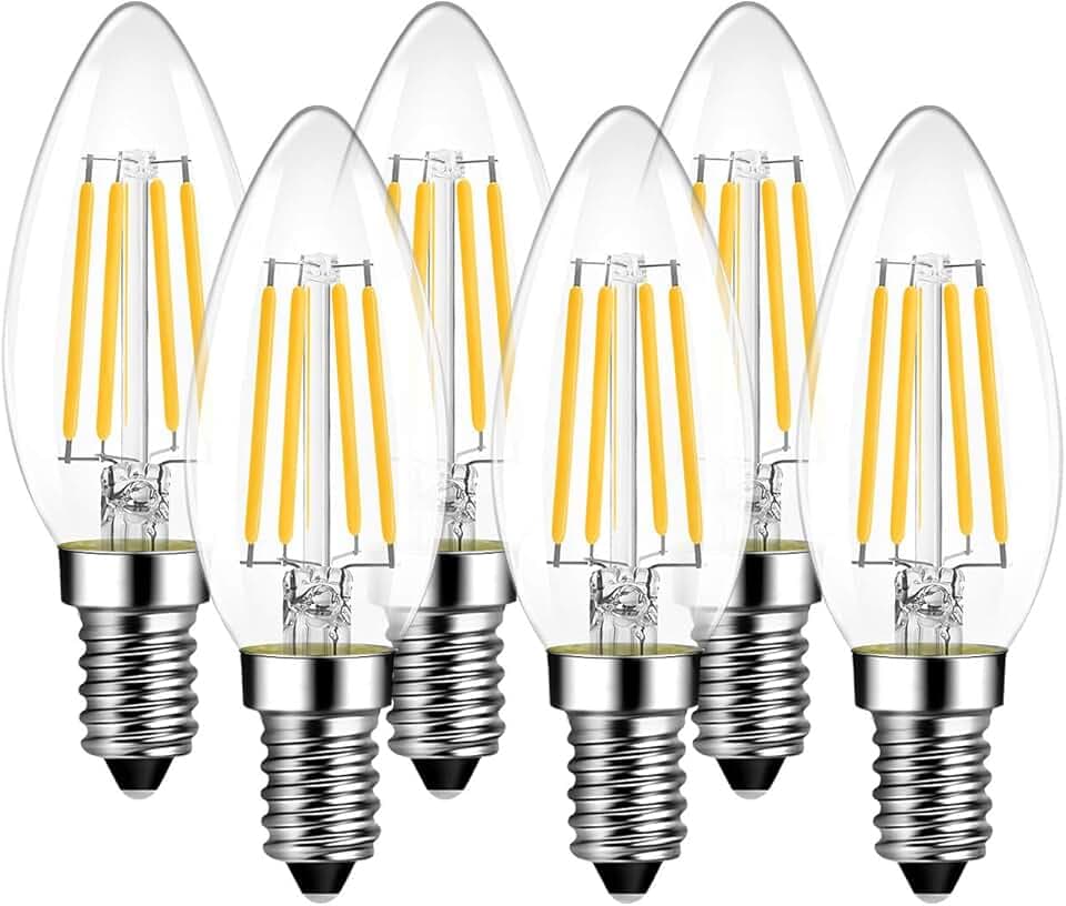 6er Pack E14 Kerze LED Lampe für Kronleuchter, E14 Glühfaden Retrofit Classic, 4W 470 Lumen ersetzt 40 Watt, 2700K Warmweiß, Filament Fadenlampe, Glas, nicht dimmbar, 3 Jahre Garantie - LVWIT