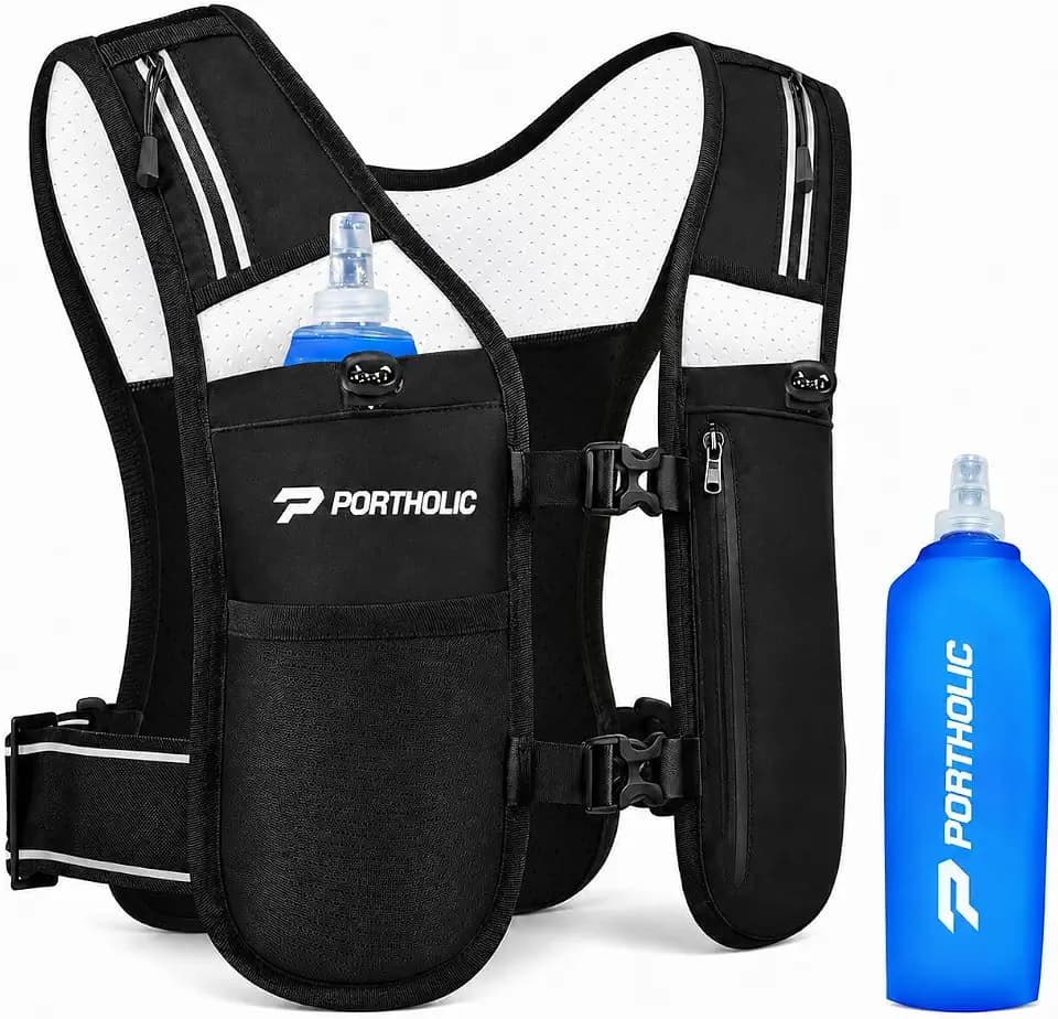 Running Vest for Women Men with 500ml Water Bottle |Adjustable Hydration Vest with Water Bladder |Reflective |Lightweight |Muti-Pockets