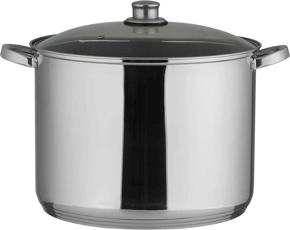 axentia Universaltopf in Silber, Topf mit Glasdeckel und Drahtgriffen, Kochtopf aus rostfreiem und pflegeleichtem Edelstahl, verkapselter Aluminiumboden 20 Liter Volumen
