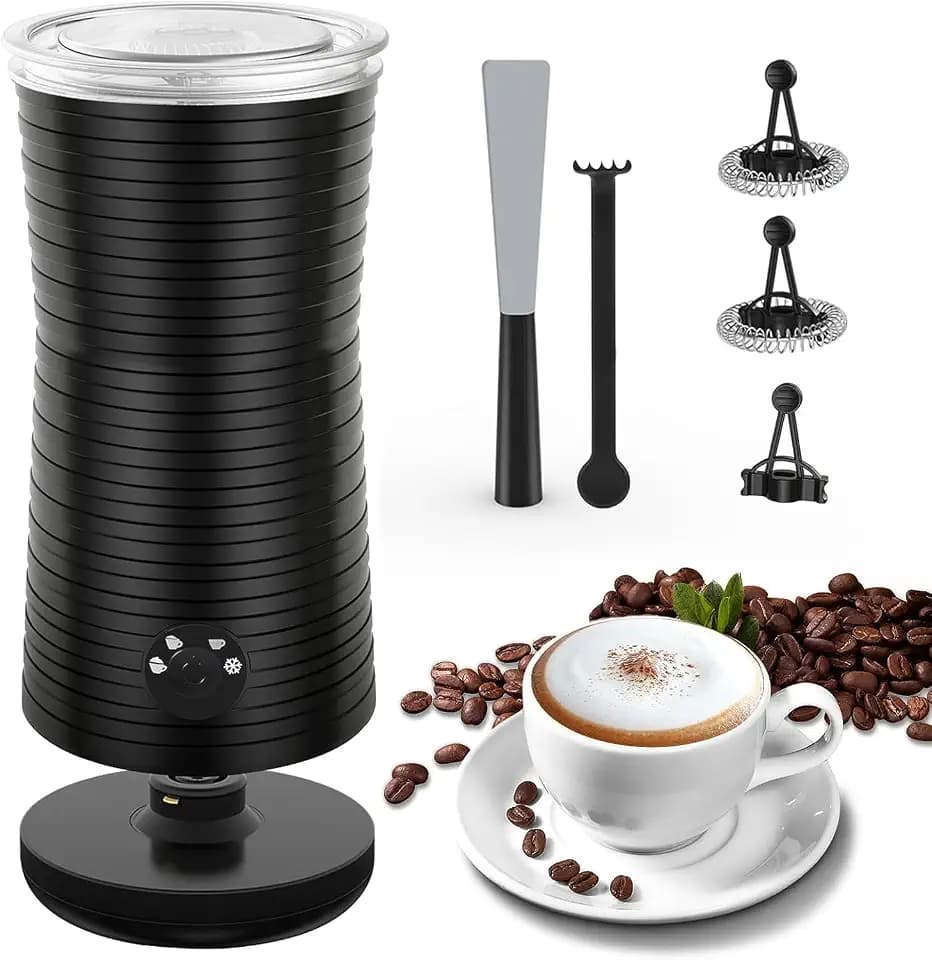 Morpilot Milchaufschäumer Elektrisch, Automatischer Milchaufschäumer 4 in 1, Geeignet für Heißen und Kalten Milchschaum Latte Cappuccino Macchiato - Schwarz