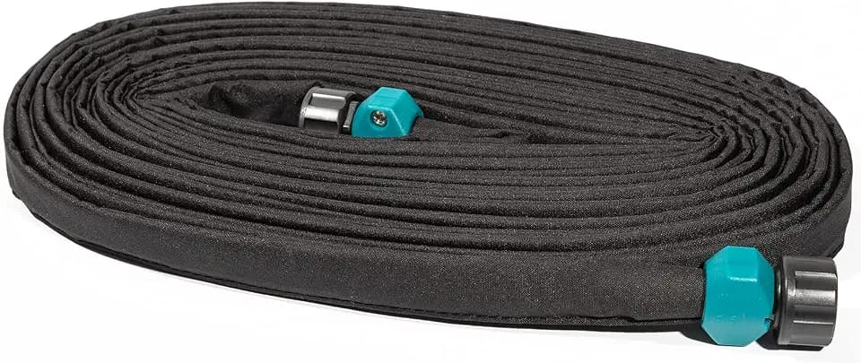 LINEX Flat Soaker Hose 150 ft for Garden Beds, Drip Hose 1/2'' x 75 ft 2 Pack Save Water 80%, Heavy Duty Irrigation Sprinkler Hose