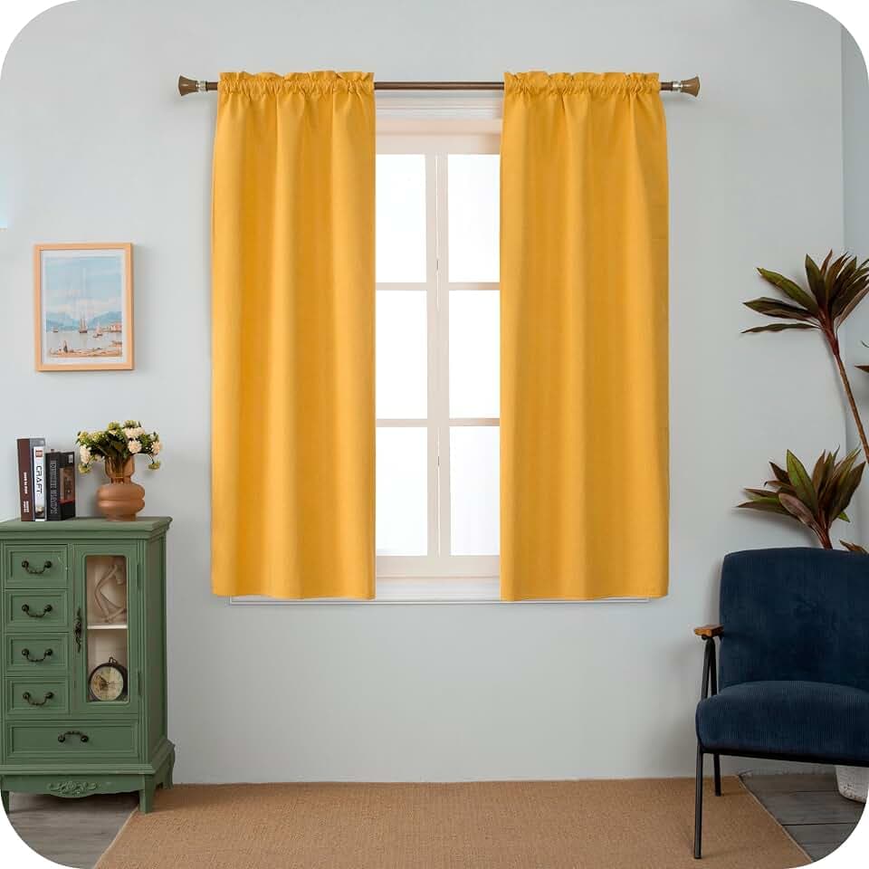 GIRASOLE HOME Barbados Thermo-Vorhänge, komplett verdunkelnd, 2 Paneele mit Tasche