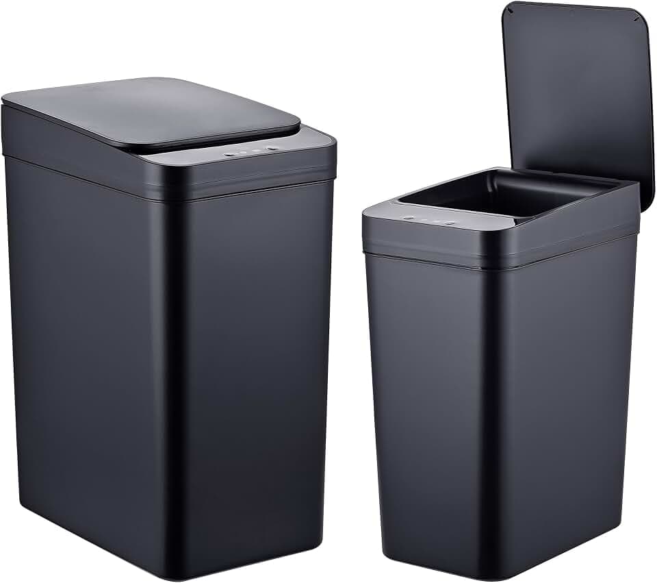 Relaxdays Mülleimer mit Sensor, 2er Set, 9L & 15L, schwarz