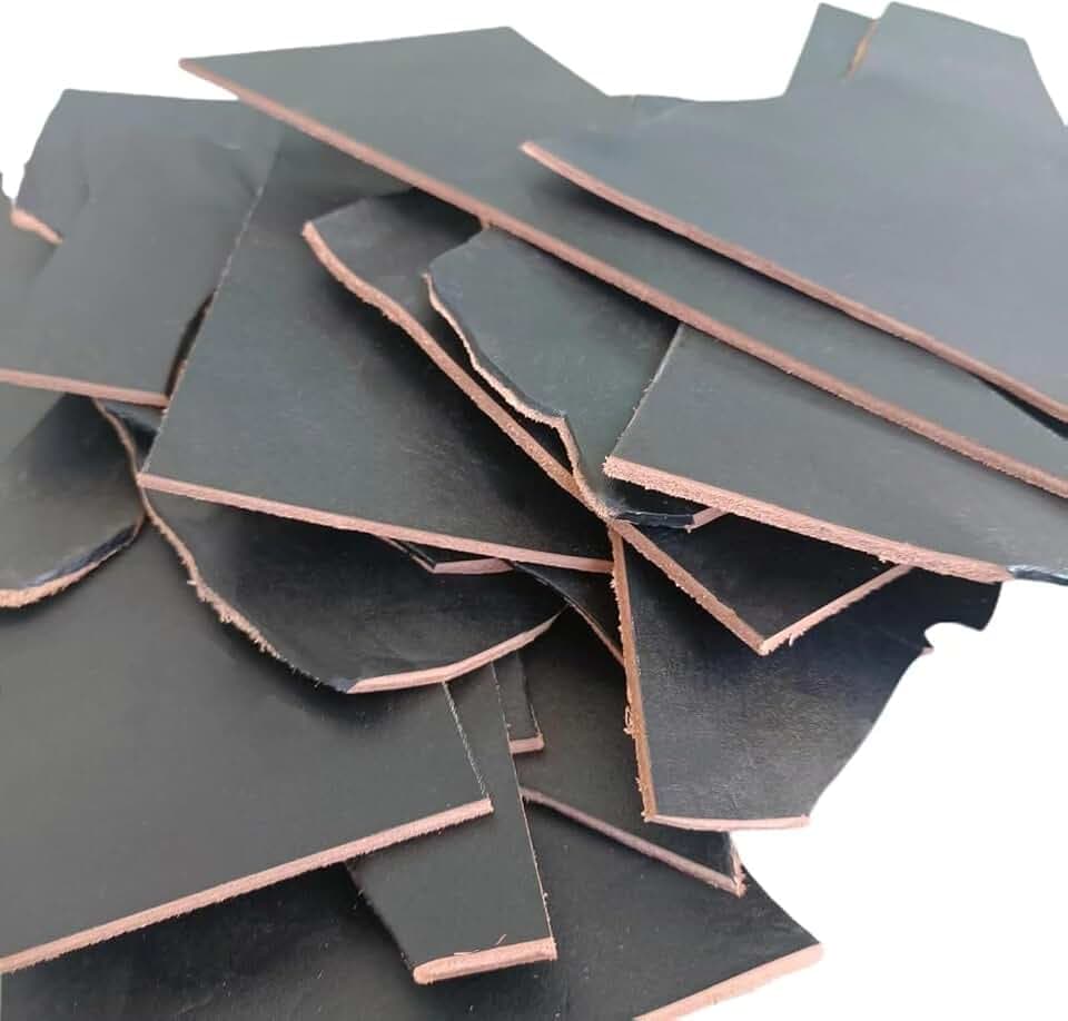 Full Grain Leather Scraps, Vegetable Tanned Leather Pieces, 3-4mm