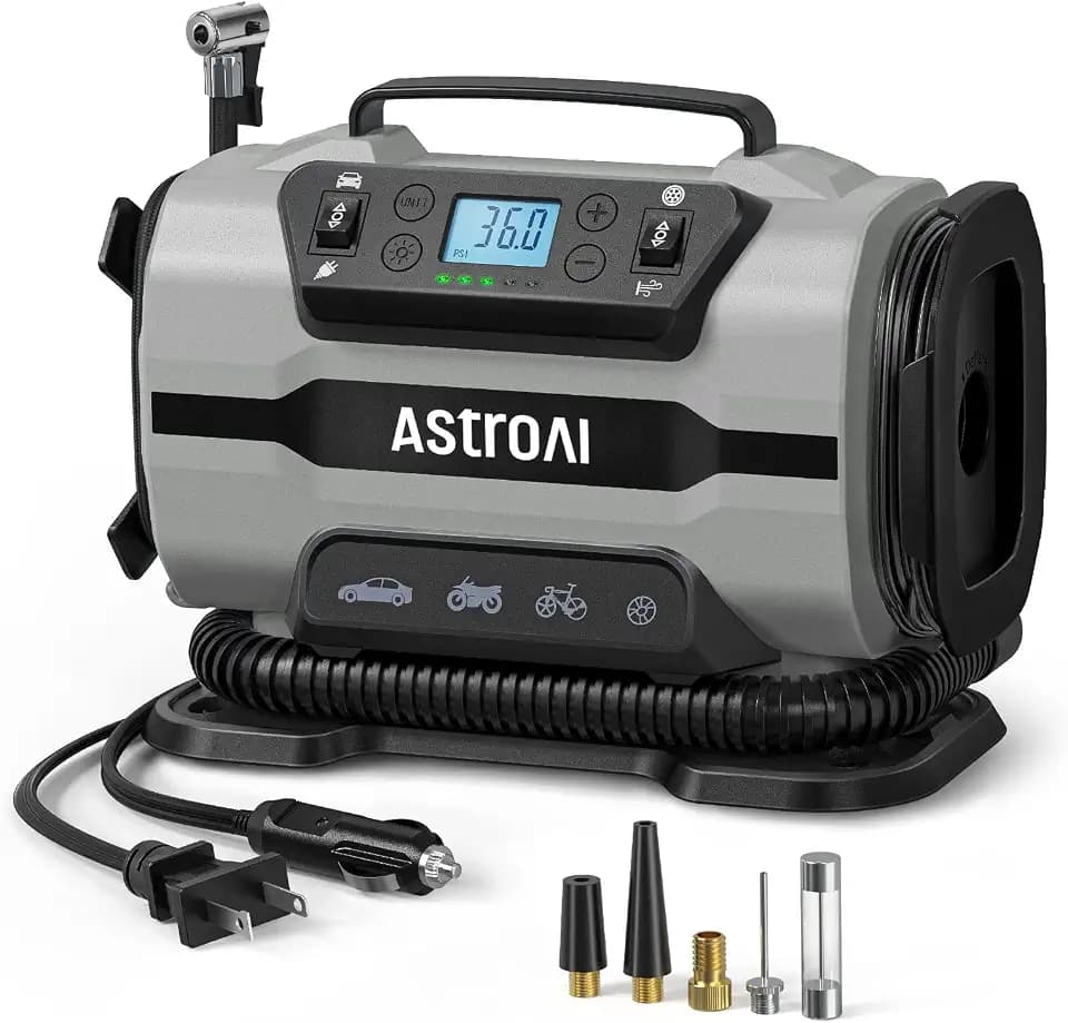 AstroAI Tire Inflator Portable Air Compressor, 12V DC/120V AC Dual Power
