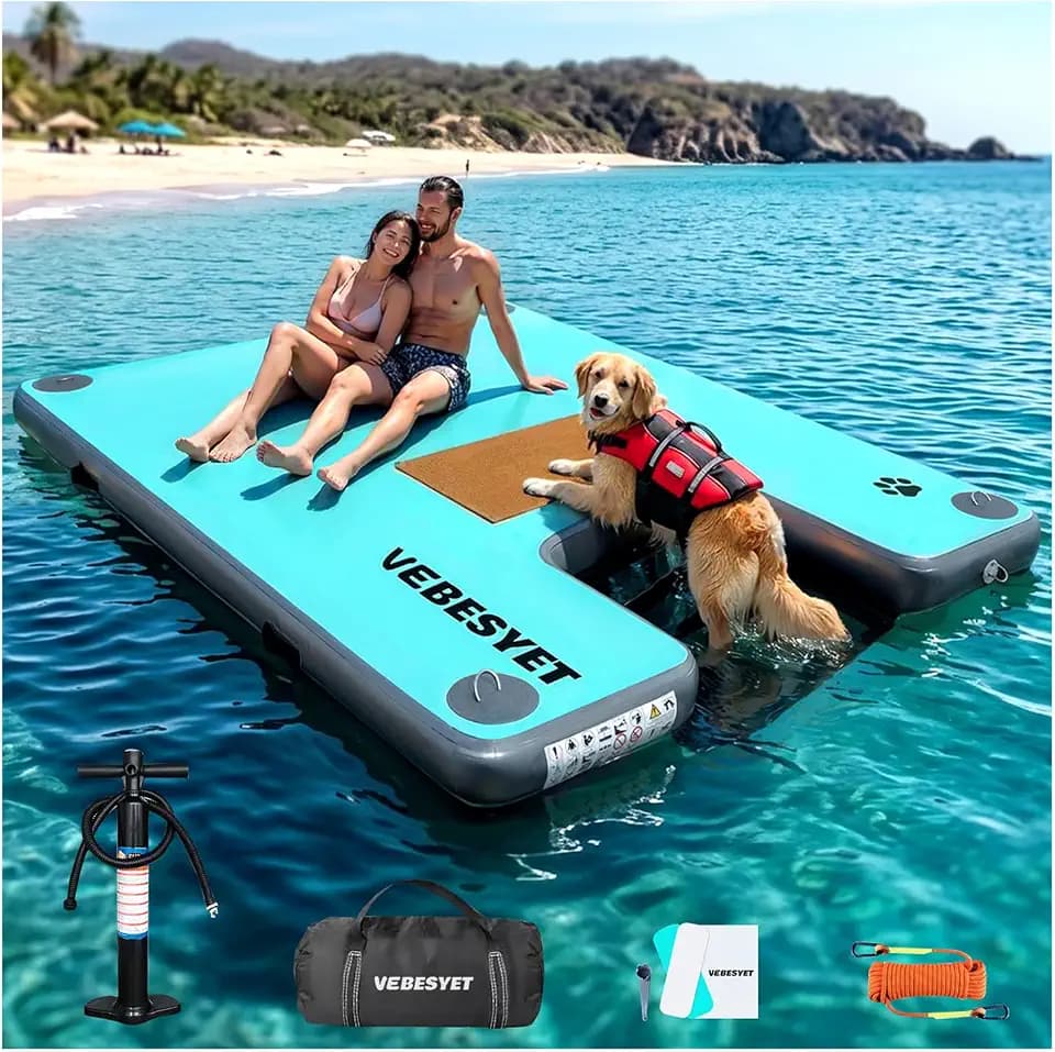 Inflatable Floating Dock for Adults & Dogs, 6-Inch Platform