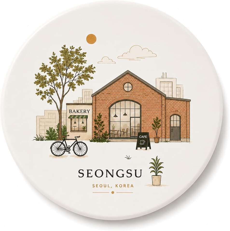 Seoul Ceramic Coaster, Korean Landmark Design, 4 Inch