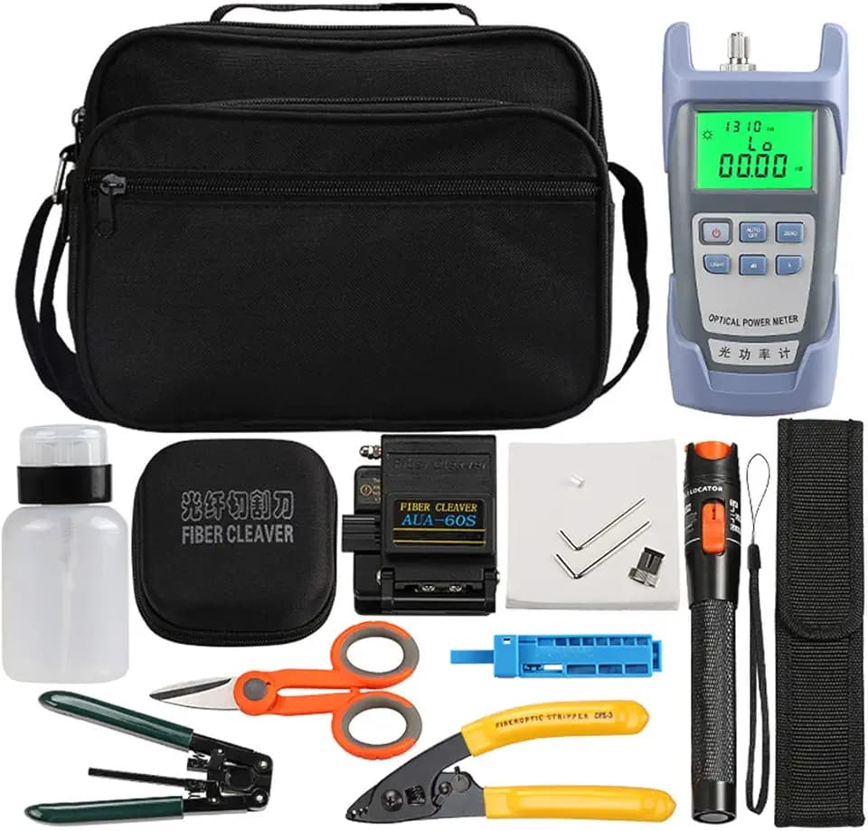Osairous 16 Stück/Set FTTH Faser-Werkzeug mit Photometer, Glasfaser, AUA-60S, Visueller Fehlersucher 10 km