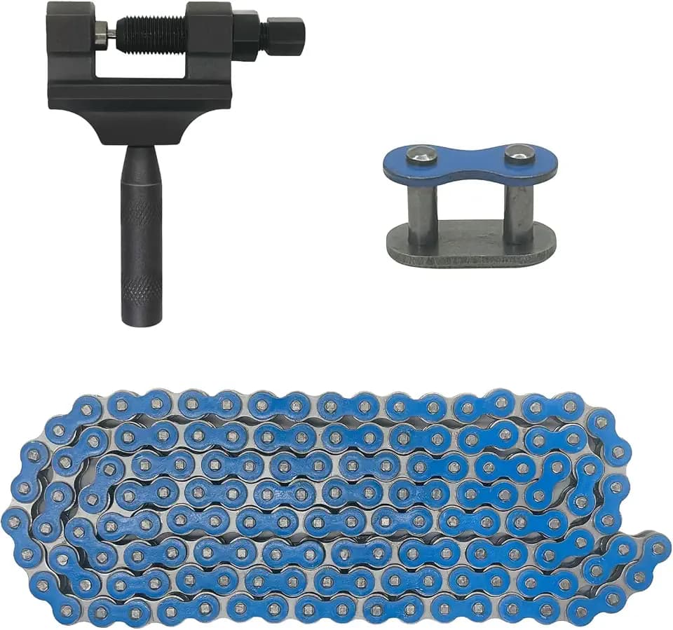 420 Chain 140 Links ＆ Chain Breaker for 50 70 90 110 125cc (Blue)