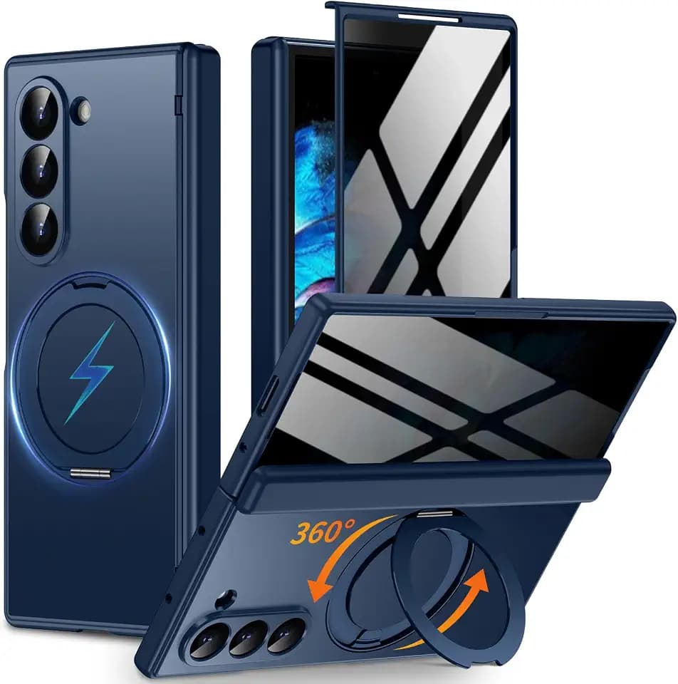 for Z Fold 8 Ultra Case, Built-in Privacy Screen & Hinge Protection, Blue