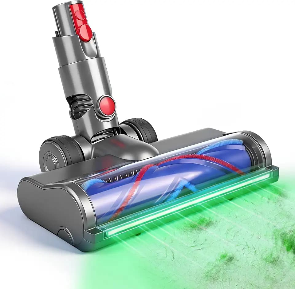 Bürste für Dyson V12 Detect Slim & V10 Digital Slim, Anti-Tangle Bodenbürste mit grünem LED-Licht, Ersatzteil Direktantrieb Reiniger Kopf Turbine Bodendüse für Hartboden & Teppich