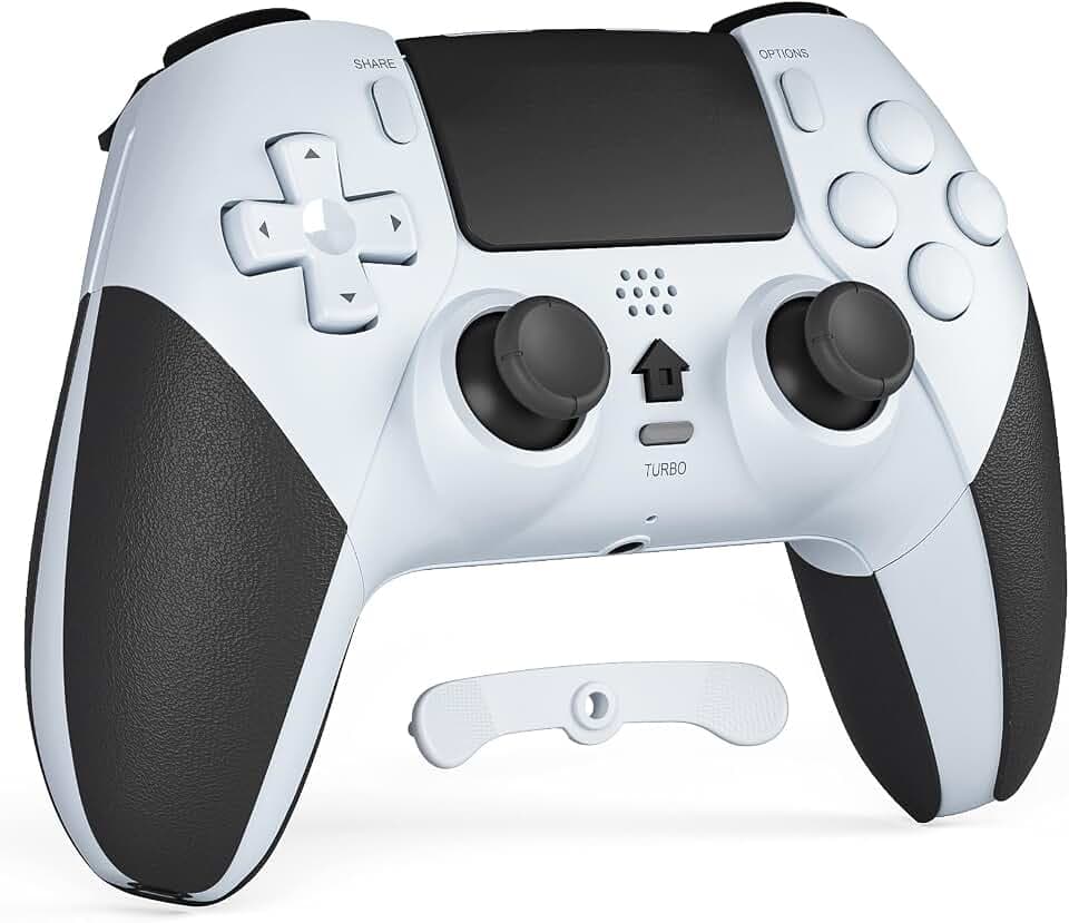 CHEREEKI Controller für PS4, Bluetooth-Controller mit 2 Programmierbaren Tasten, Wireless Gamepad mit Doppelter Vibration, 6-Achsen-Gyro-Sensor, Touchpad, Integrierter Lautsprecher