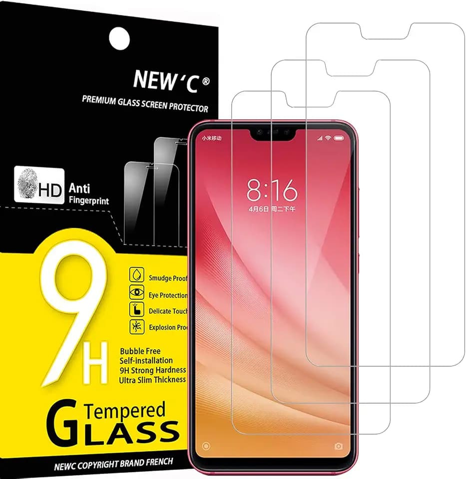 NEW'C Schutzfolie für Xiaomi Mi 8 Lite, Xiaomi Mi 8X für Panzerglas