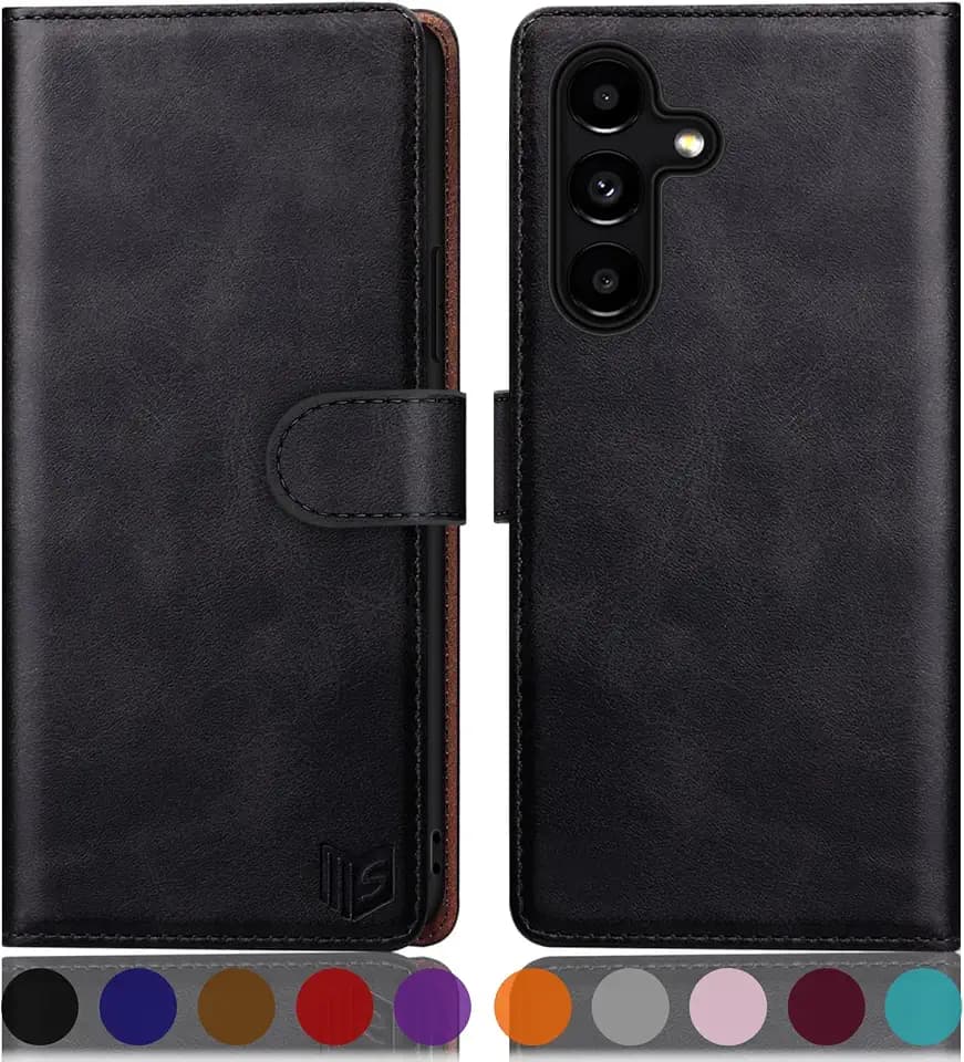 SUANPOT for Samsung Galaxy A25 5G Wallet case with RFID Blocking Credit Card Holder,Flip Book PU Leather Protective Cover Women Men for Samsung A25 Phone case Black