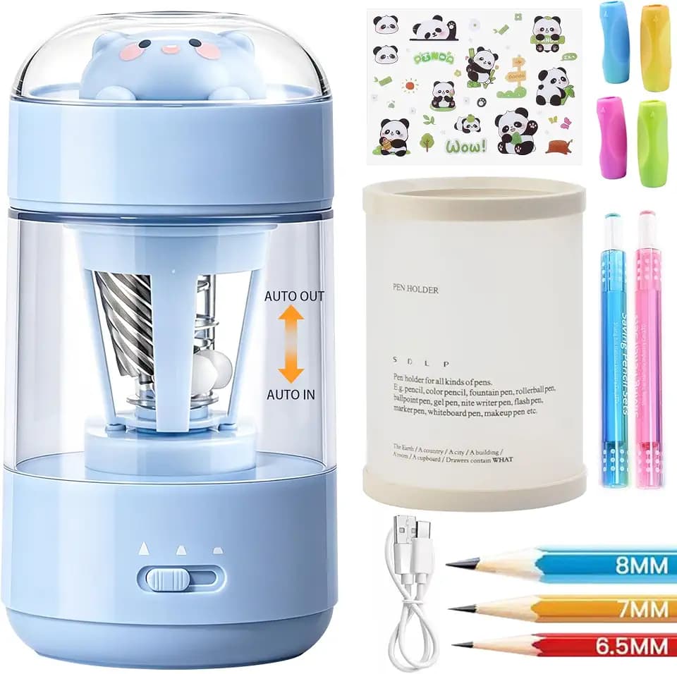 Automatic Electric Pencil Sharpener with Pen Holder,Pencil Extenders&Grips
