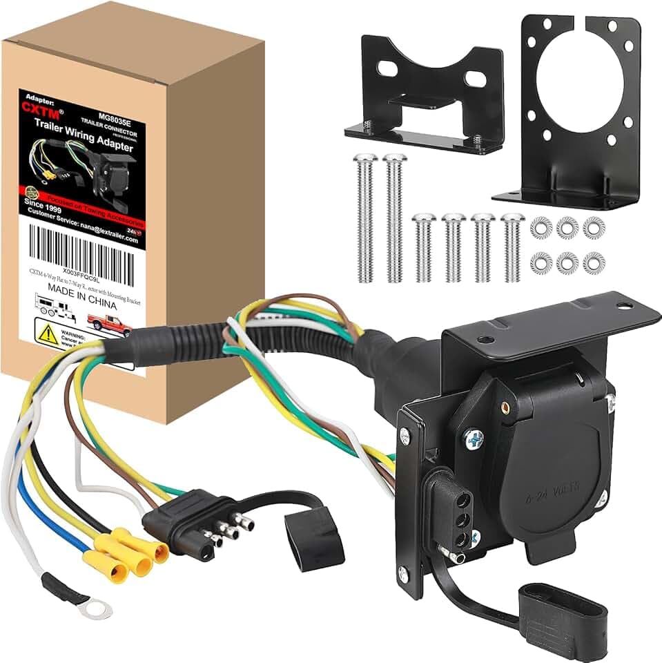 Multi Tow 7 pin Trailer Wiring Adapter Dual Output 7 Blade & 4 Flat