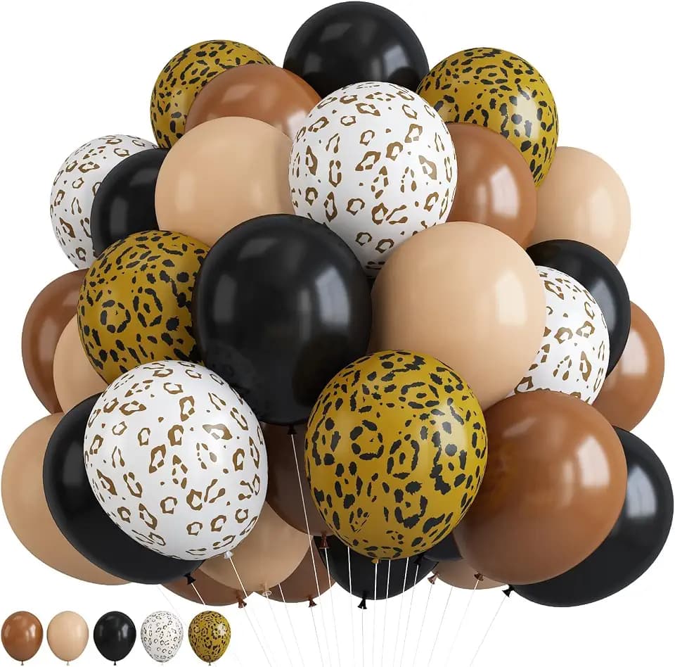 Fall Boho Cheetah Print Balloons for Wild One Safari Birthday Decorations