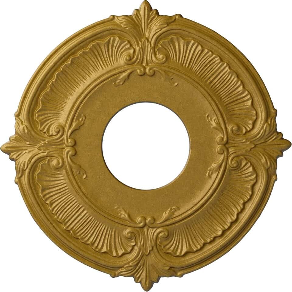 Ekena Millwork CM12ATPGS Attica Ceiling Medallion (Fits Canopies up to 3 1/2"), Hand-Painted Pharaohs Gold