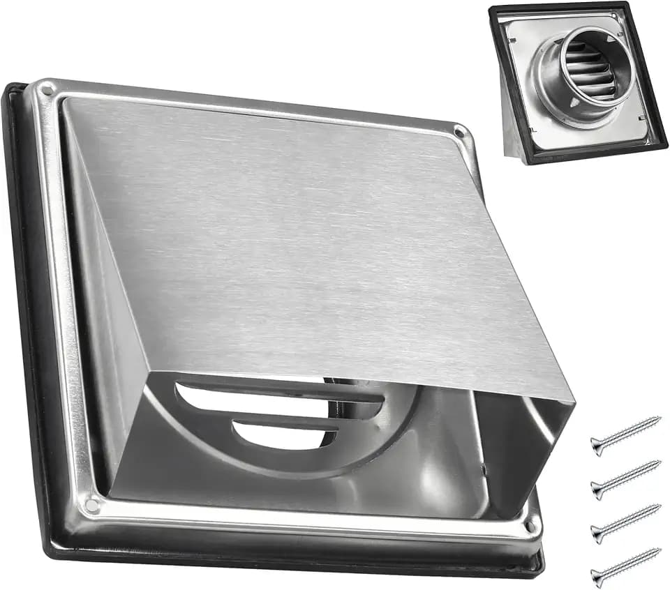 Metal Dryer Vent Cover Outdoor Wall Vent - Heavy Duty 304 Stainless Steel Exhaust Vent Hood, Rustproof Exterior Wall Vent (5Inch-No Mesh)