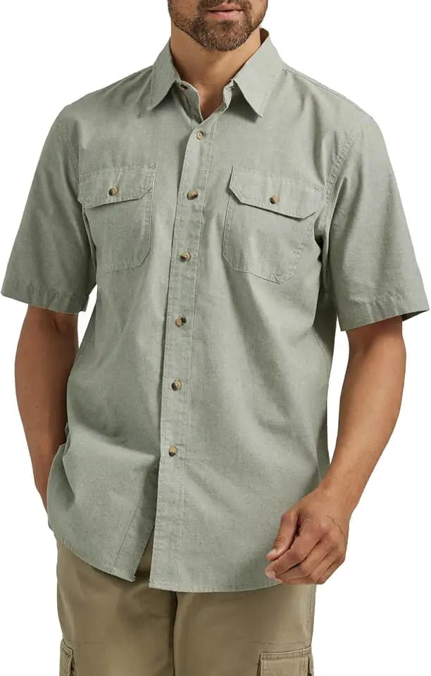 Wrangler Authentics Kurzarm-Herrenhemd, klassisches Hemd aus Webstoff