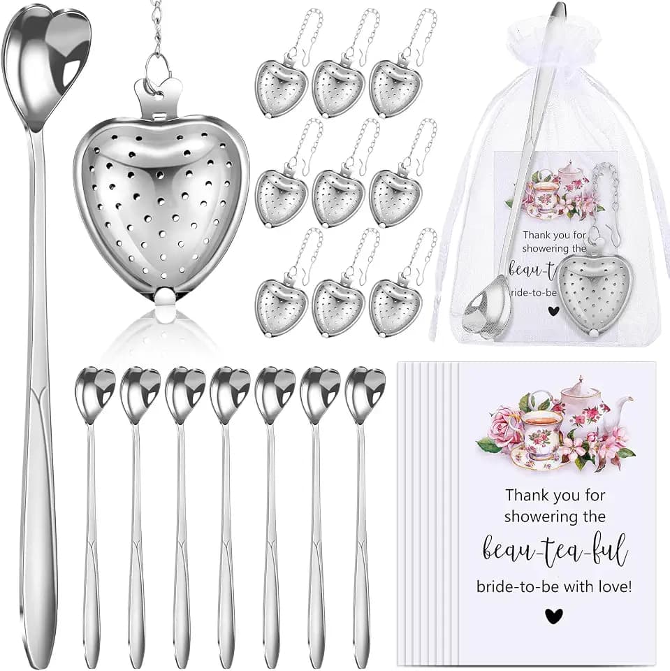 Qinyoung 50 Sets Bridal Shower Tea Party Favors for Guests, Silver