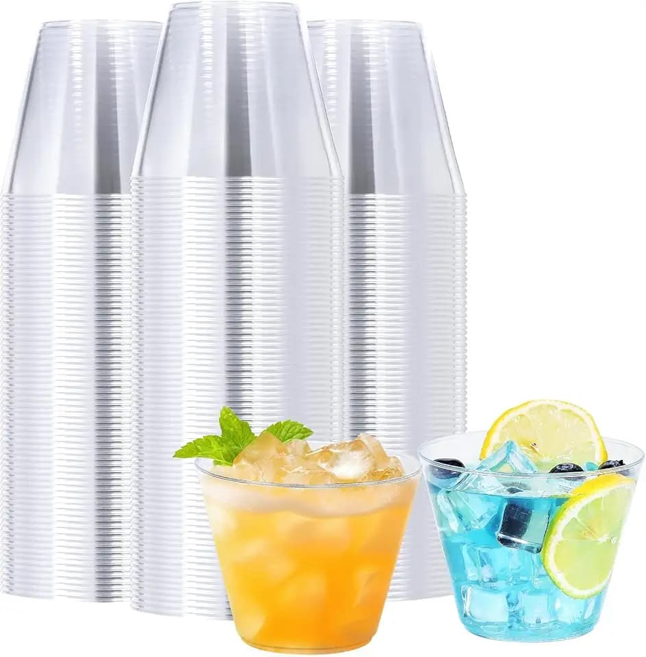 BYSNOW 300 Pack 9 oz Clear Plastic Cups, Disposable Plastic Cocktail Cups