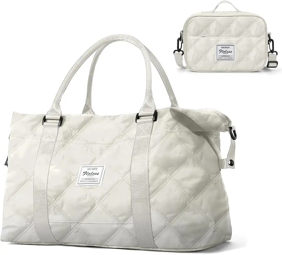Quilted Travel Duffel Bag for Women, Carry-On Weekender Overnight Bag