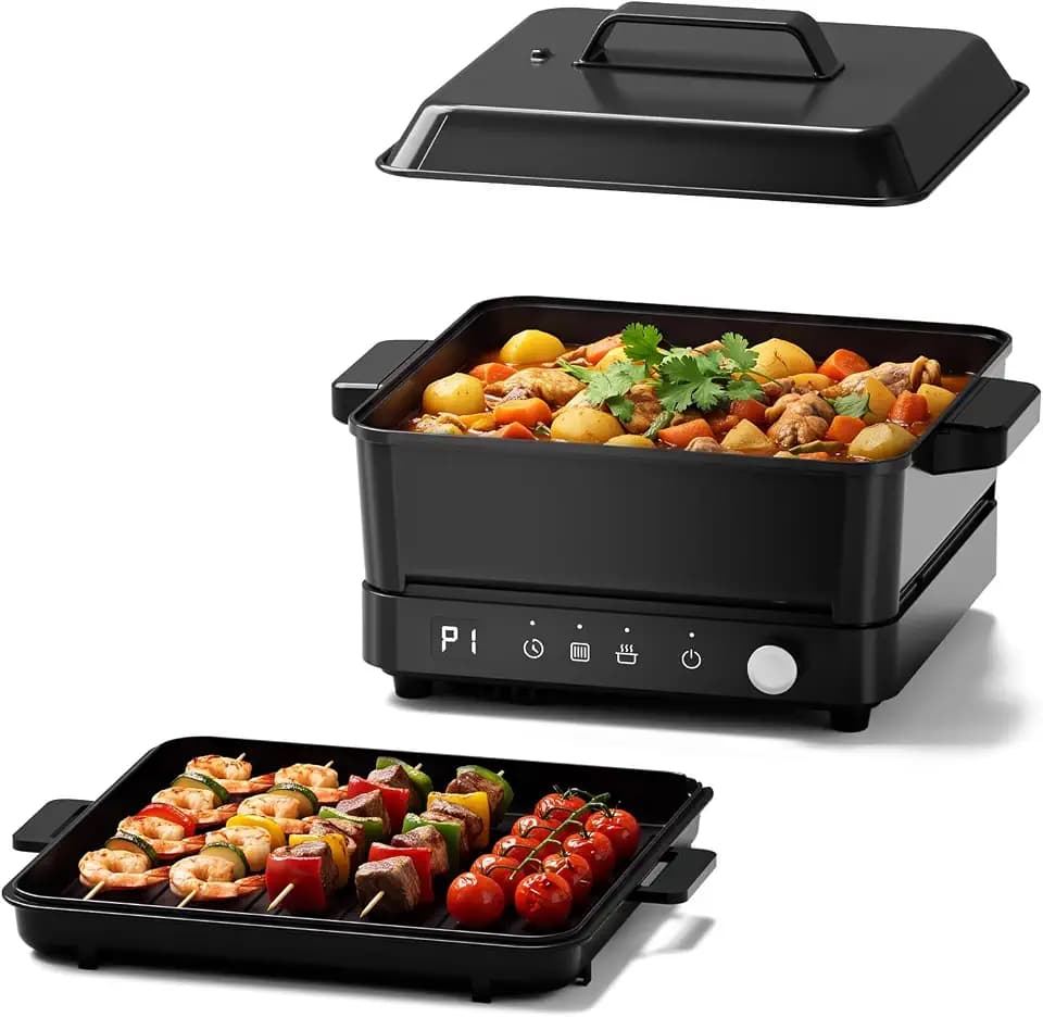 Portable Induction Cooktop with Griddle and Pot Non-Stick, 1500W