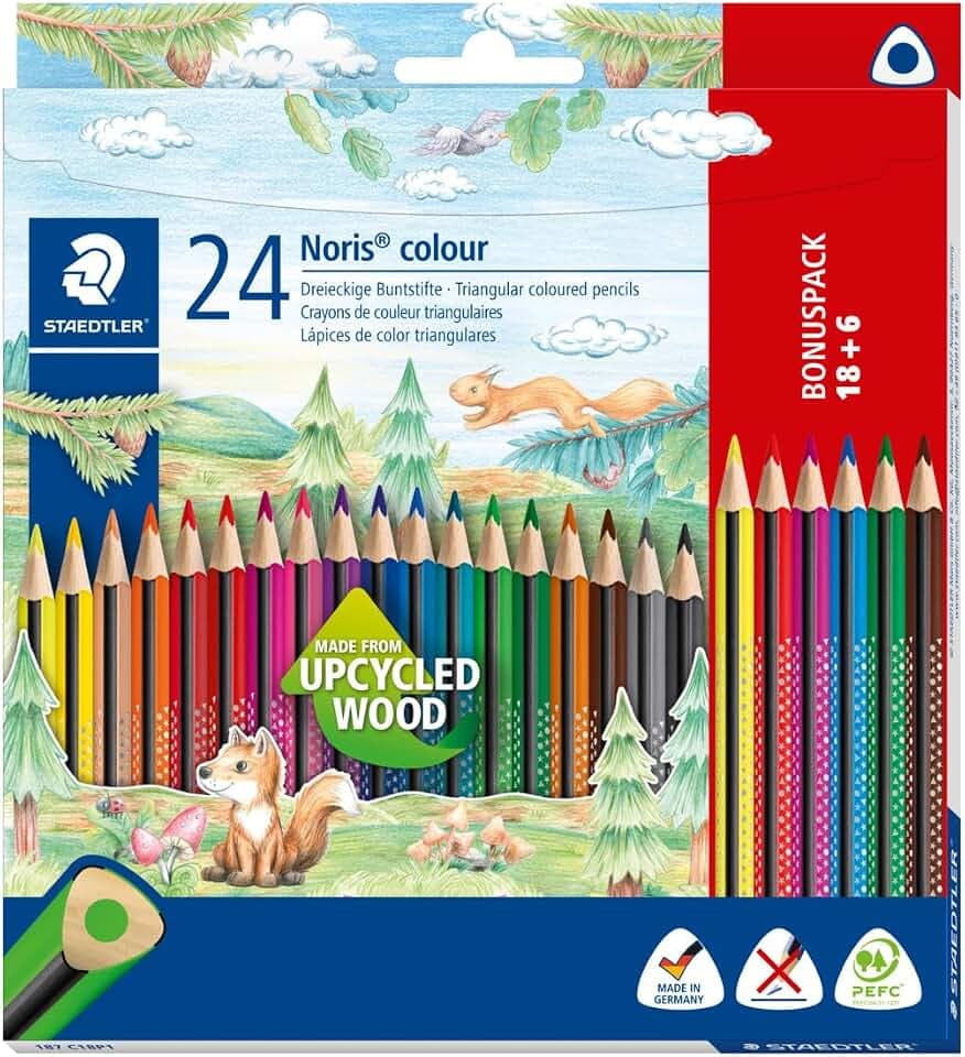 STAEDTLER Noris colour 187 Buntstifte – 24er Kartonetui, Dreikant