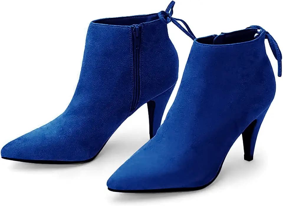 Fashare Womens Pointed Toe Heels Ankle Booties Kitten Stiletto Bowtie Strappy Fall Dress Boots Shoes
