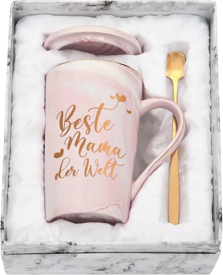Joymaking Kaffeetasse Beste MAMA der Welt, Geschenkidee für MAMA zum Geburtstag, Muttertag, Weihnachtsgeschenke für Mama, Muttertagsgeschenk Kaffeetasse, 400ml rosa Tasse
