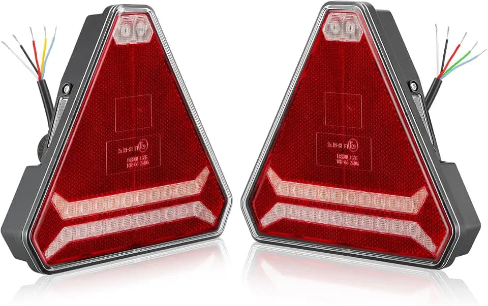 2 x LED Anhänger Rückleuchten Dreieckige,12V 24V Universal LED Beleuchtung Rücklicht Für Anhänger Traktor Landmaschinen,Beleuchtung Anhänger led mit kennzeichenbeleuchtung