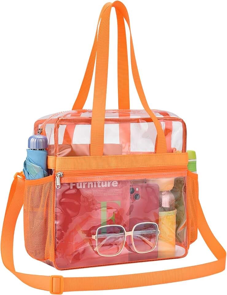 Paxiland Clear Tote Bag for Stadium Events, 12x6x12 Inches Stadium Approved