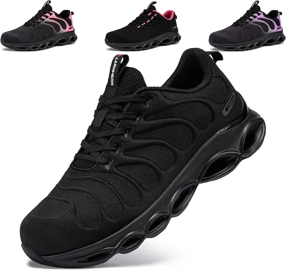 LARNMERN Lightweight Wide Steel Toe Shoes for Women