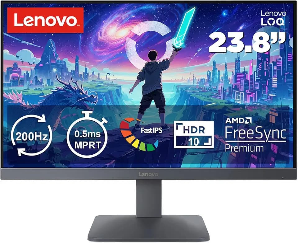 Lenovo LOQ 24-10 Monitor 23.8" FHD IPS Gaming Monitor - 200Hz - 0.5ms MPRT - HDR10 - FreeSync Premium