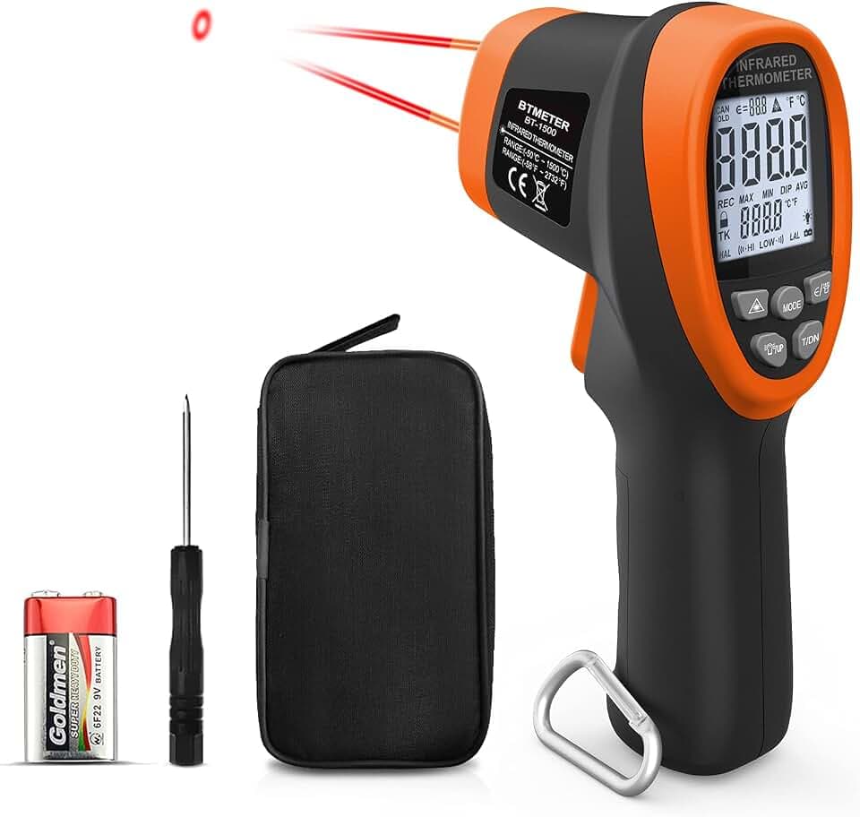 BTMETER BT-1500 Infrarot Thermometer, Berührungslose Pyrometer D:S 30:1 Laser Temperaturmessgerät, -58℉ to 2732℉ (-50℃ ~ 1500℃) Digitale IR Temperaturpistole voor Industrie HVAC (Nicht für Menschen)